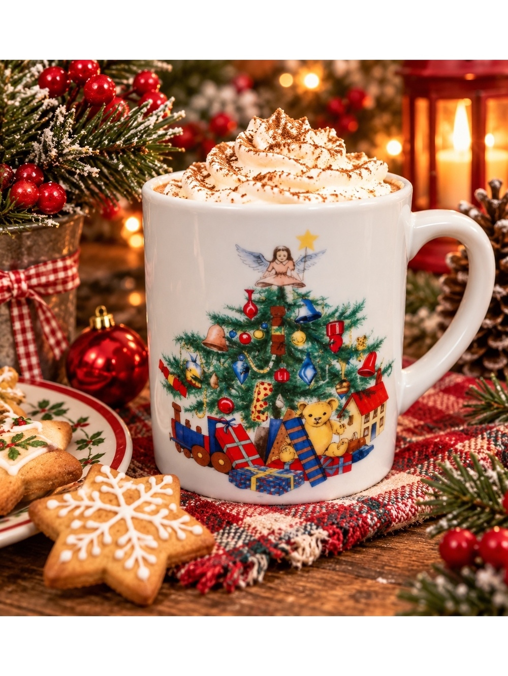 Vintage Reutter Porzellan West Germany Christmas Tree Angel Porcelain Mug